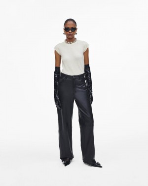 Black Marc Jacobs Oversized Leather Pant | 628IWUNOL