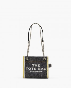 Black Wash Marc Jacobs The Denim Chain Crossbody Tote Bag | 403VUWPKY