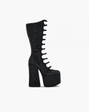 Black / Black Marc Jacobs The Rhinestone Kiki Knee-High Boot | 536GOQUCH
