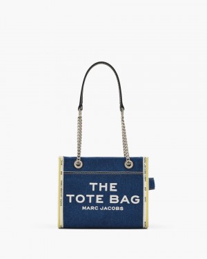 Dark Wash Marc Jacobs The Denim Chain Small Tote Bag | 270HQLXRB