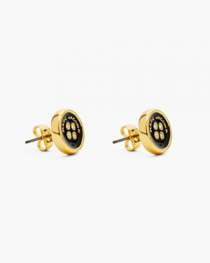 Gold / Black Marc Jacobs The Button Stud Earrings | 504ODYZLR