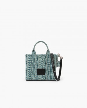 Orange Blue Marc Jacobs The Washed Monogram Denim Crossbody Tote Bag | 634MEQFHR