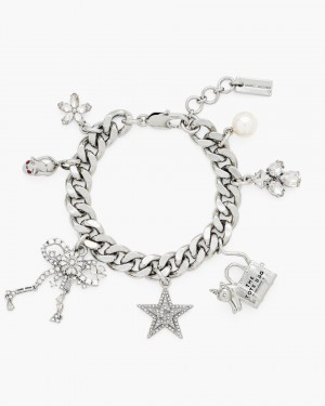 Silver Marc Jacobs Cats Out Of The Bag Charm Bracelet | 108EKZIVQ