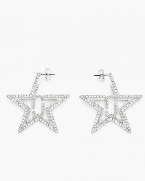 Silver Marc Jacobs J Marc Star Hoop Earrings | 670GZBFDM