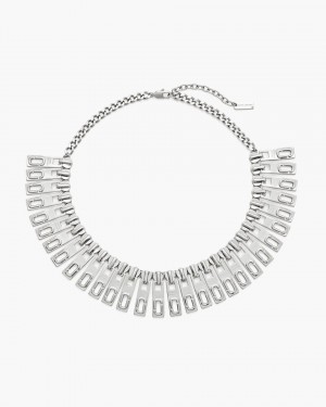 Silver Marc Jacobs J Marc Zipper Statement Necklace | 708YLRSBT