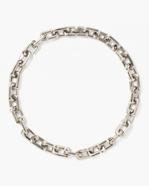 Silver Marc Jacobs The J Marc Chain Link Necklace | 543IETNRU