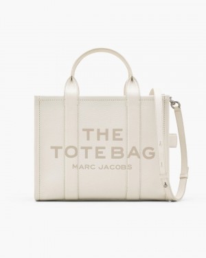 Silver Marc Jacobs The Leather Medium Tote Bag | 236ZXSMHQ
