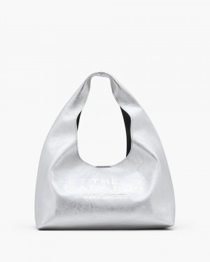 Silver Marc Jacobs The Metallic Leather Sack Bag | 432XZQTOR