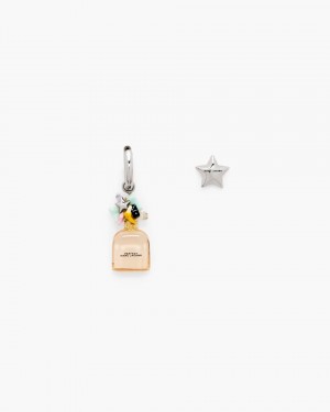 Silver / Pink Multicolor Marc Jacobs Mini Icon Perfect Earrings | 326XIESLR