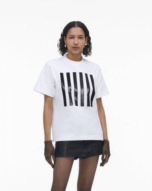 White Marc Jacobs The Stripe Box Tee | 278CQFOSI